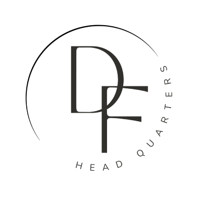 DF Headquarters as a logo with round stamp effect